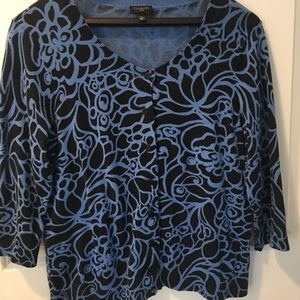 Talbots sweater - blue black print Sz amp